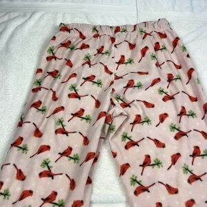 Rene Rofe Girls Pink Sleepware fleece pajama pant red cardinal Sz Lg